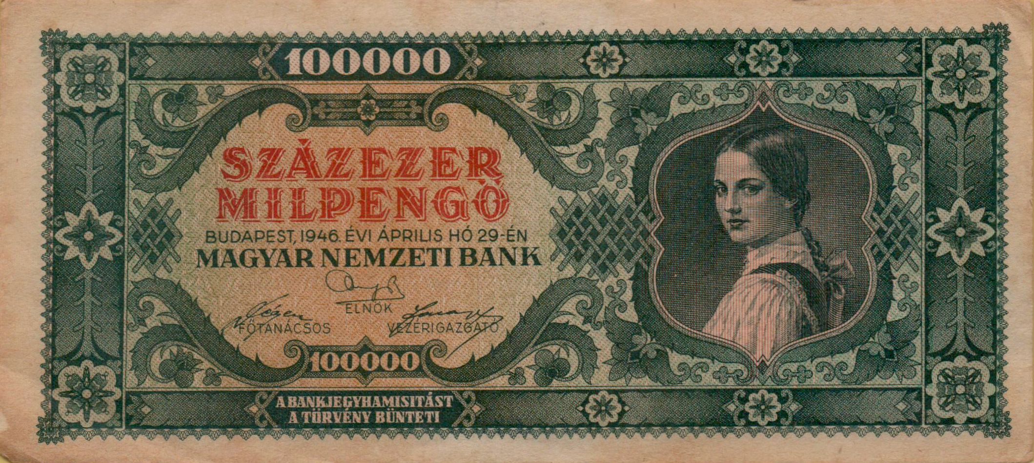 Hungary 100000 1946 XF P-127